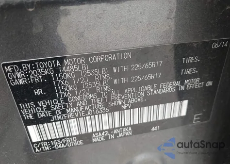 2014 Toyota Rav4 Le z USA, uszkodzony, nr VIN JTMZFREV1EJ016336